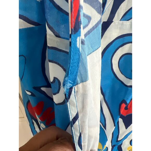 NWT De Loreta size large Izula dress in Roco Celeste print with defect - Picture 6 of 7